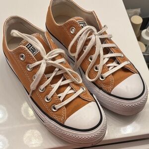 Converse Low Top Sneakers in Camel Brown with White Accents